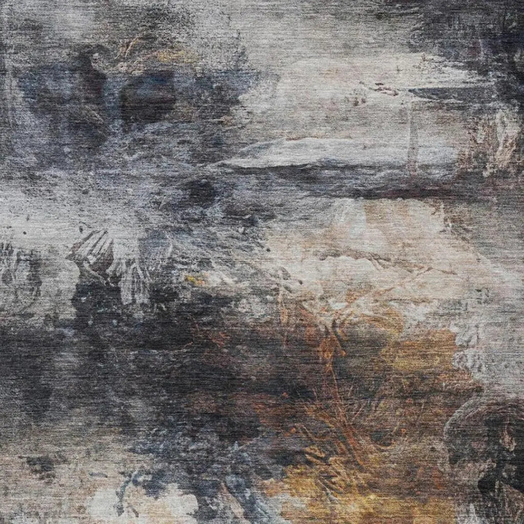 8' X 10' Charcoal And Gray Abstract Washable Indoor Outdoor Area Rug Homeroots Outdoor